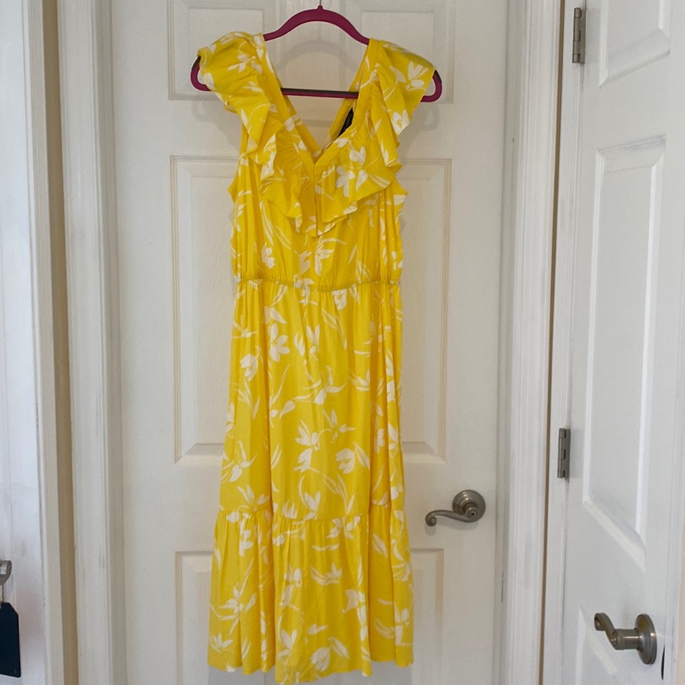 NWT Banana Republic V-Neck, Ruffle, Midi Dress